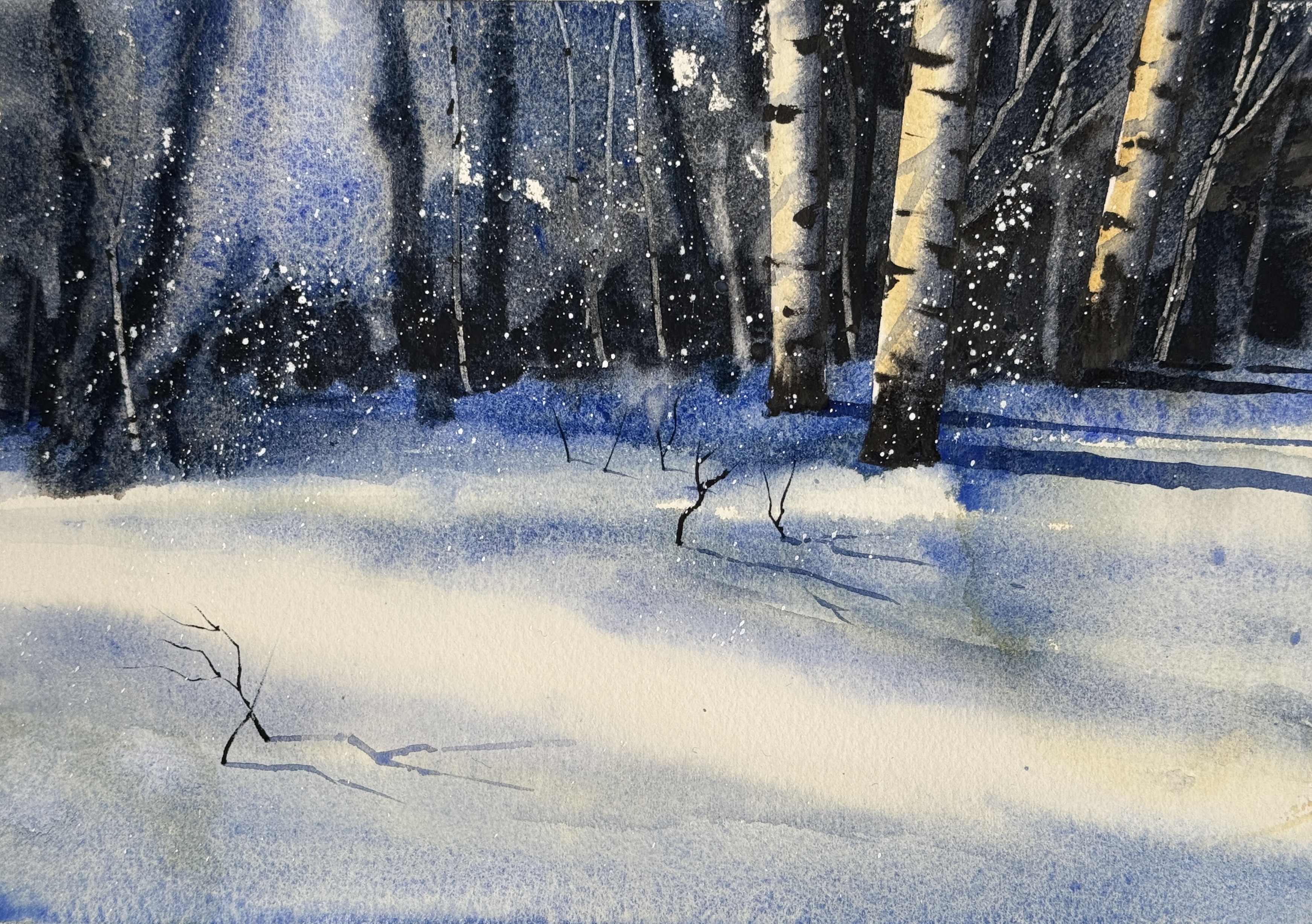 Drifting snow golden light